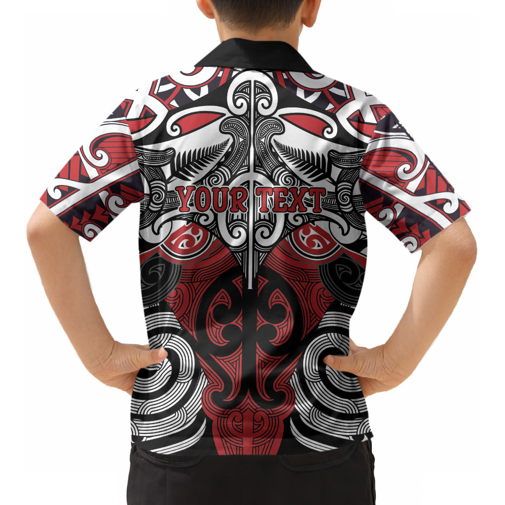 Personalised Maori Ngapuhi Kid Hawaiian Shirt Silver Fern Kowhaiwhai Art LT01 - Polynesian Pride