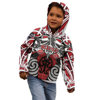 Personalised Maori Ngapuhi Kid Hoodie Silver Fern Kowhaiwhai Art LT01 - Polynesian Pride