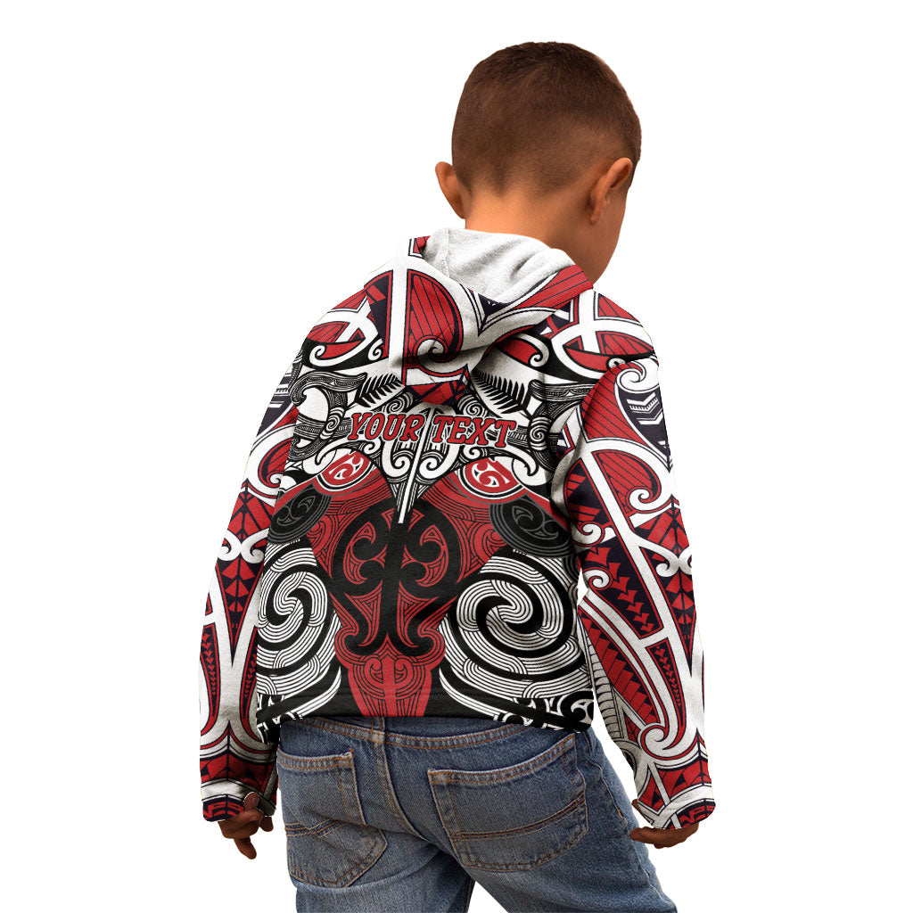 Personalised Maori Ngapuhi Kid Hoodie Silver Fern Kowhaiwhai Art LT01 - Polynesian Pride