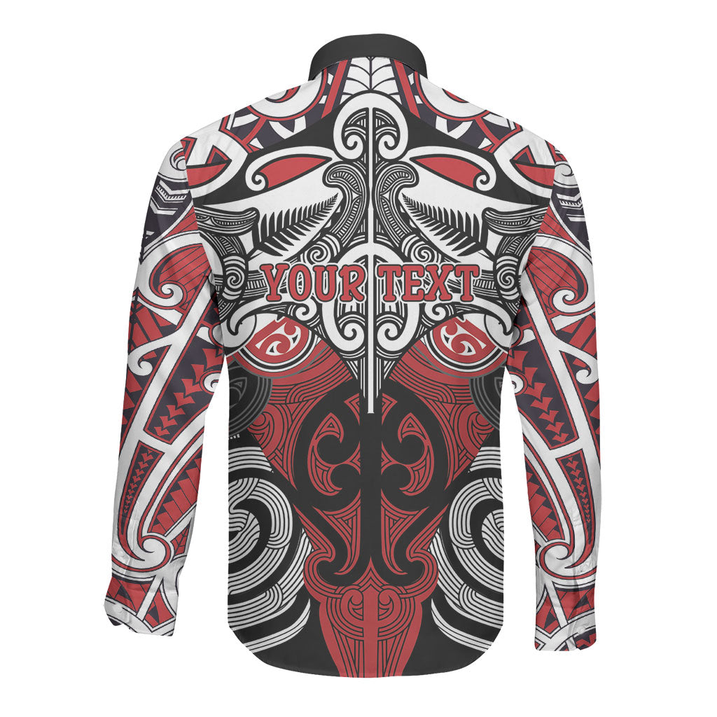 Personalised Maori Ngapuhi Long Sleeve Button Shirt Silver Fern Kowhaiwhai Art LT01 - Polynesian Pride