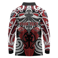 Personalised Maori Ngapuhi Long Sleeve Polo Shirt Silver Fern Kowhaiwhai Art LT01 - Polynesian Pride
