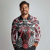 Personalised Maori Ngapuhi Long Sleeve Polo Shirt Silver Fern Kowhaiwhai Art LT01 - Polynesian Pride