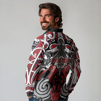 Personalised Maori Ngapuhi Long Sleeve Polo Shirt Silver Fern Kowhaiwhai Art LT01 - Polynesian Pride