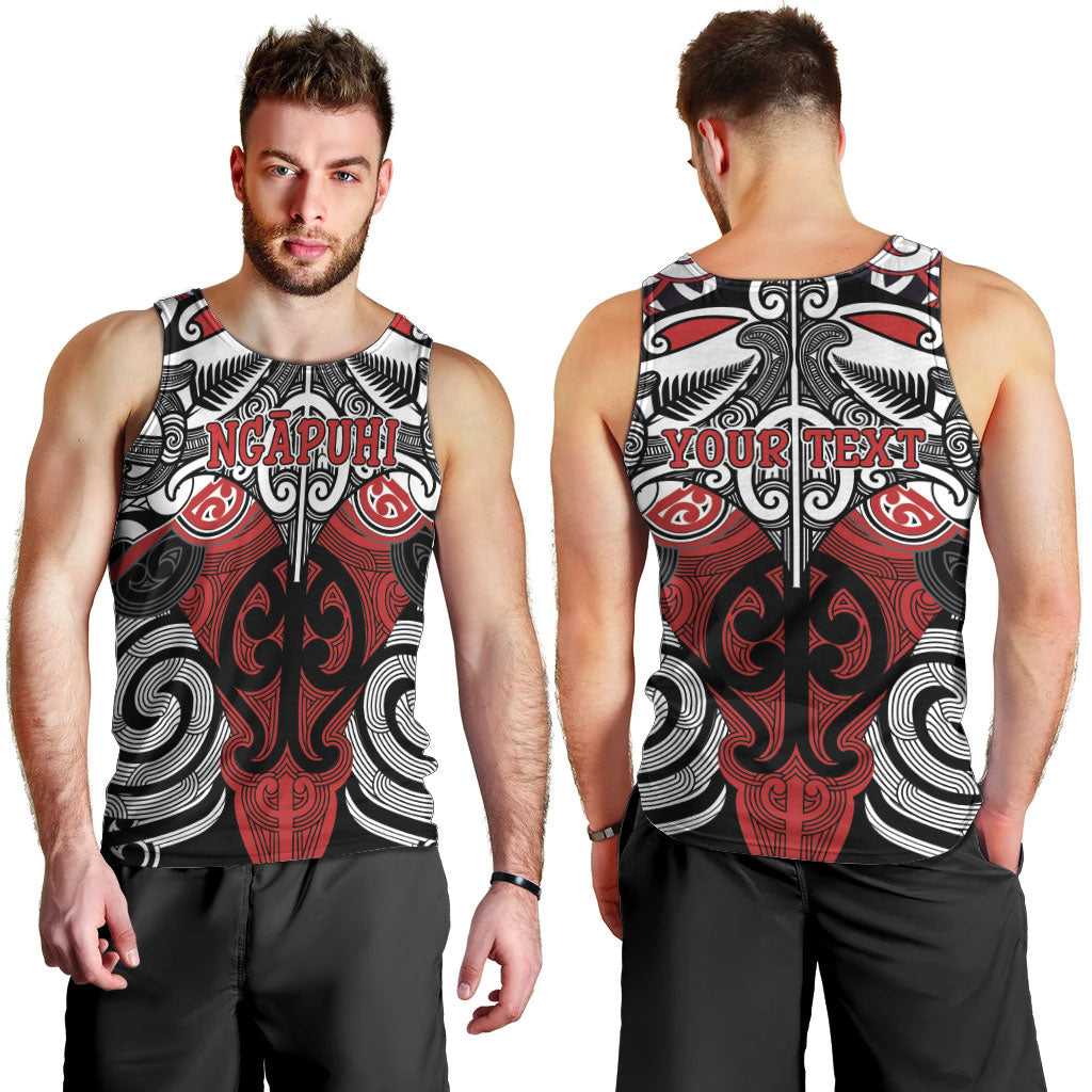 Personalised Maori Ngapuhi Men Tank Top Silver Fern Kowhaiwhai Art LT01 - Polynesian Pride