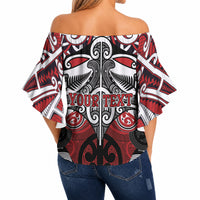 Personalised Maori Ngapuhi Off Shoulder Wrap Waist Top Silver Fern Kowhaiwhai Art LT01 - Polynesian Pride
