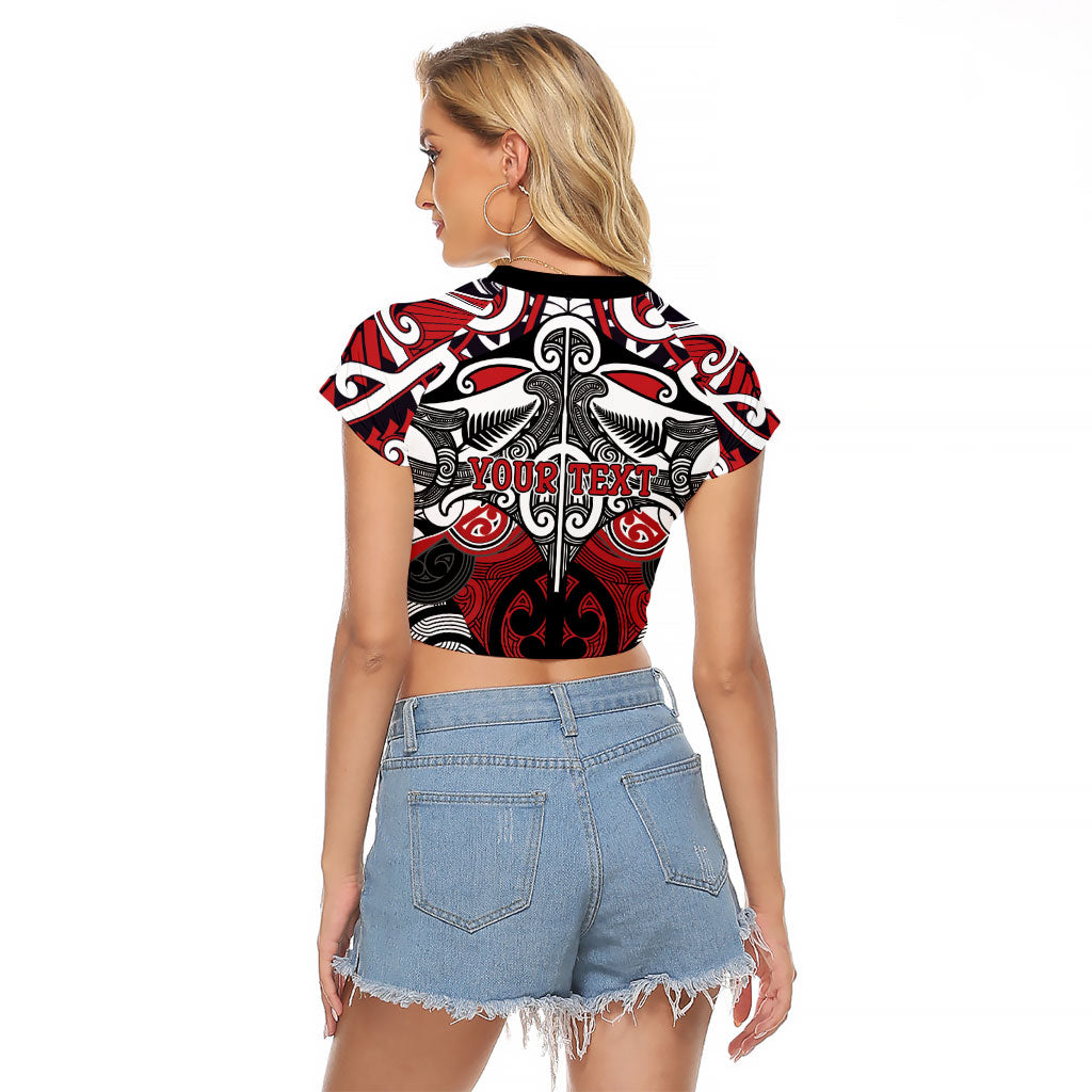 Personalised Maori Ngapuhi Raglan Cropped T Shirt Silver Fern Kowhaiwhai Art LT01 - Polynesian Pride