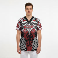 Personalised Maori Ngapuhi Scrub Top Silver Fern Kowhaiwhai Art LT01 - Polynesian Pride