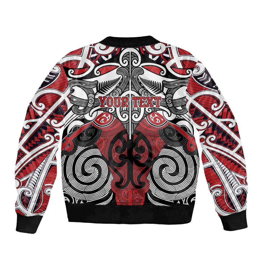 Personalised Maori Ngapuhi Sleeve Zip Bomber Jacket Silver Fern Kowhaiwhai Art LT01 - Polynesian Pride