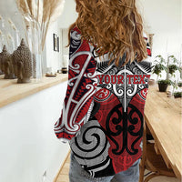 Personalised Maori Ngapuhi Women Casual Shirt Silver Fern Kowhaiwhai Art LT01 - Polynesian Pride