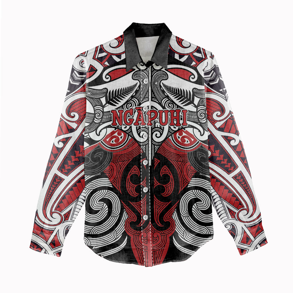 Personalised Maori Ngapuhi Women Casual Shirt Silver Fern Kowhaiwhai Art LT01 - Polynesian Pride