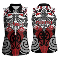 Personalised Maori Ngapuhi Women Sleeveless Polo Shirt Silver Fern Kowhaiwhai Art LT01 - Polynesian Pride