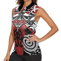 Personalised Maori Ngapuhi Women Sleeveless Polo Shirt Silver Fern Kowhaiwhai Art LT01 - Polynesian Pride