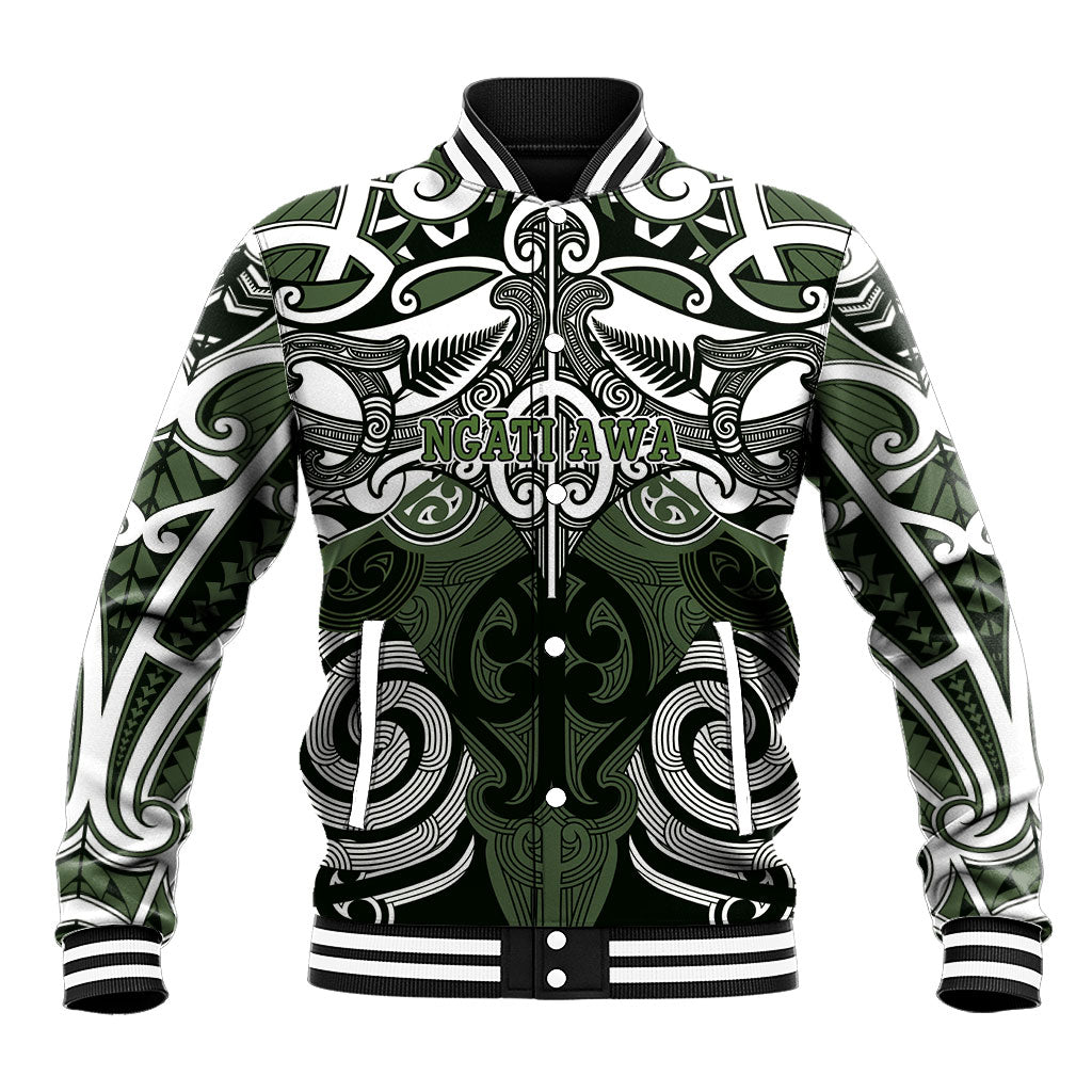 Personalised Maori Ngati Awa Baseball Jacket Silver Fern Kowhaiwhai Art LT01 Unisex Green - Polynesian Pride