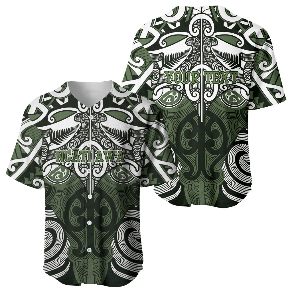 Personalised Maori Ngati Awa Baseball Jersey Silver Fern Kowhaiwhai Art LT01 - Polynesian Pride