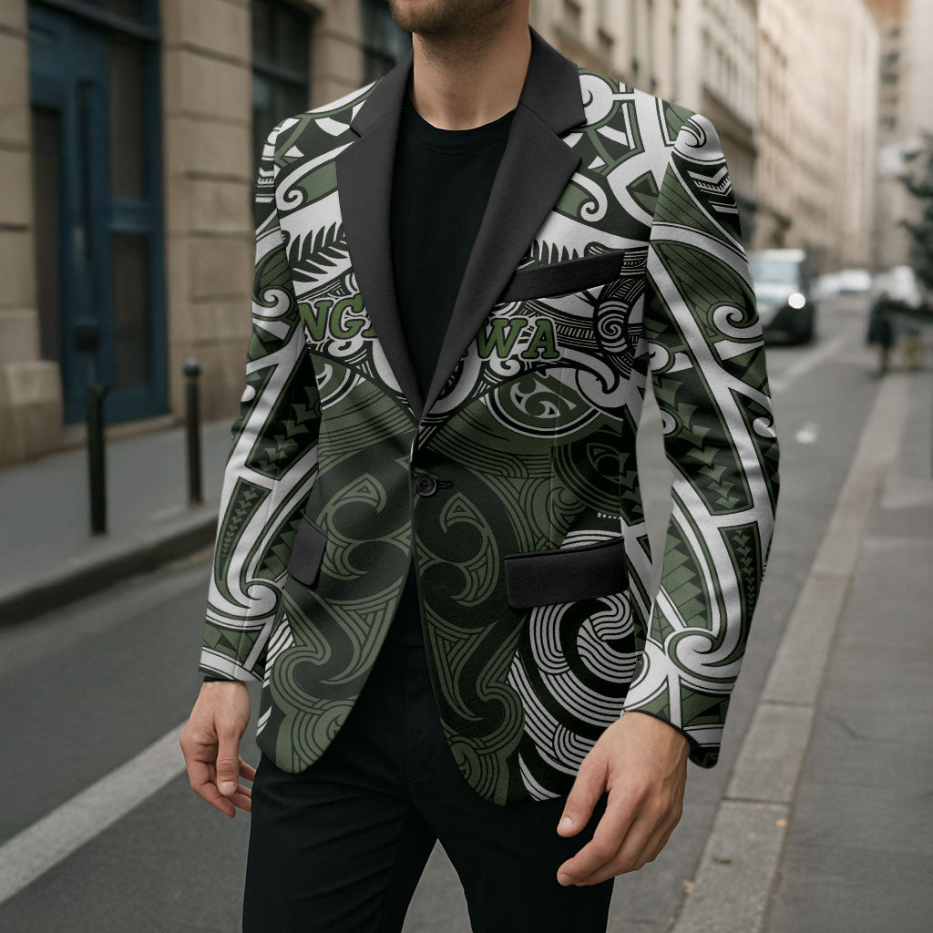 Personalised Maori Ngati Awa Blazer Silver Fern Kowhaiwhai Art LT01 - Polynesian Pride