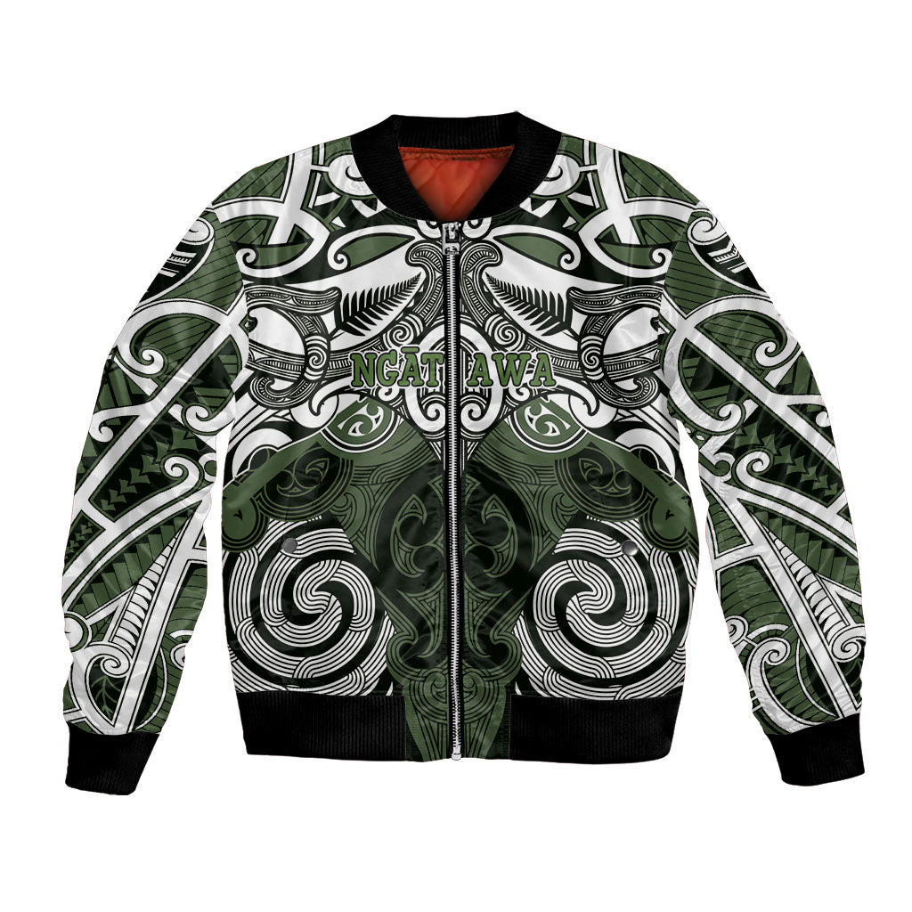 Personalised Maori Ngati Awa Bomber Jacket Silver Fern Kowhaiwhai Art LT01 Unisex Green - Polynesian Pride