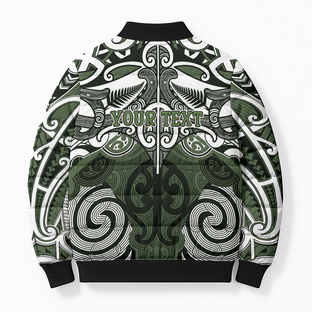 Personalised Maori Ngati Awa Bomber Puffer Jacket Silver Fern Kowhaiwhai Art LT01 - Polynesian Pride