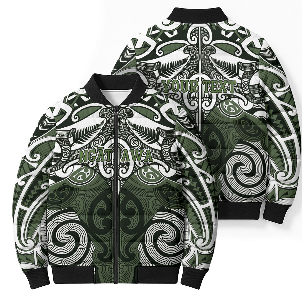 Personalised Maori Ngati Awa Bomber Puffer Jacket Silver Fern Kowhaiwhai Art LT01 - Polynesian Pride