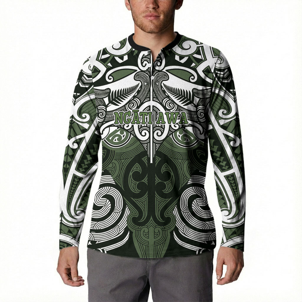 Personalised Maori Ngati Awa Button Sweatshirt Silver Fern Kowhaiwhai Art LT01 - Polynesian Pride
