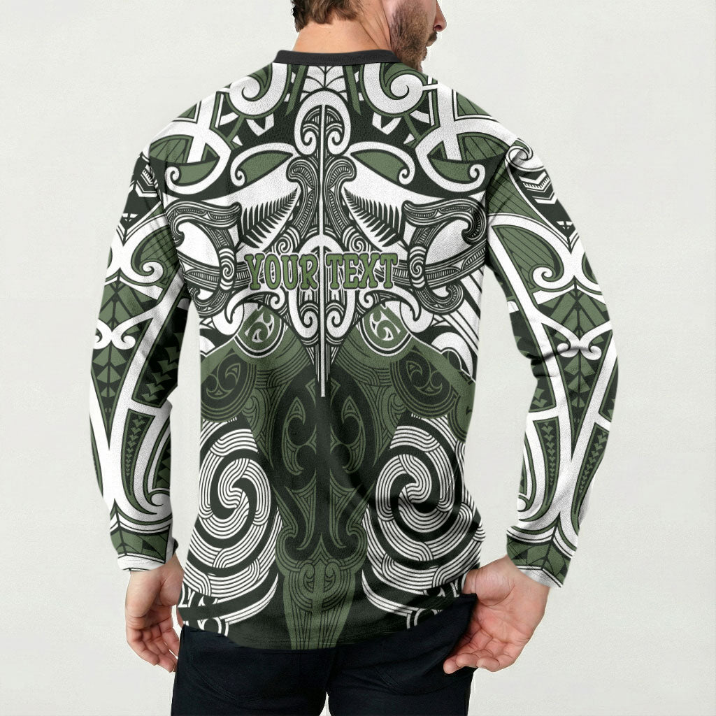 Personalised Maori Ngati Awa Button Sweatshirt Silver Fern Kowhaiwhai Art LT01 - Polynesian Pride