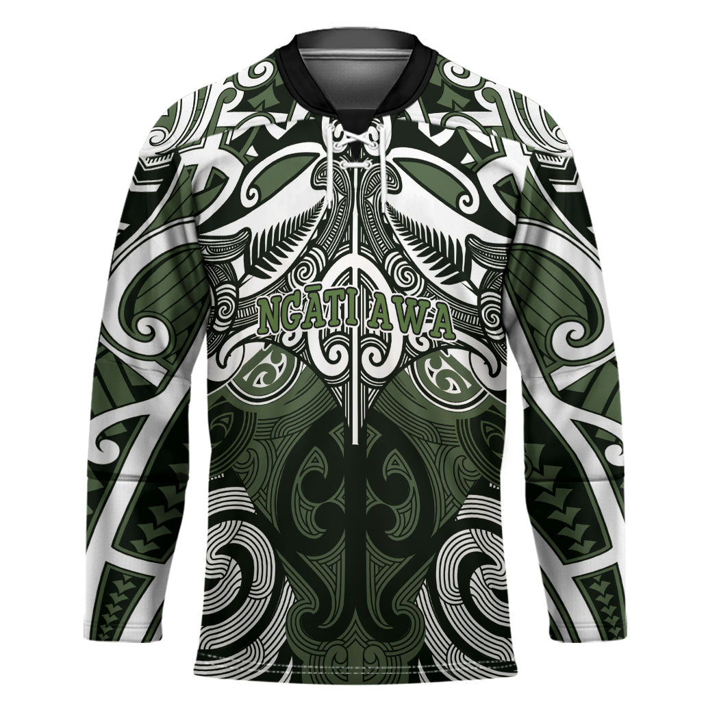 Personalised Maori Ngati Awa Hockey Jersey Silver Fern Kowhaiwhai Art LT01 Unisex Green - Polynesian Pride