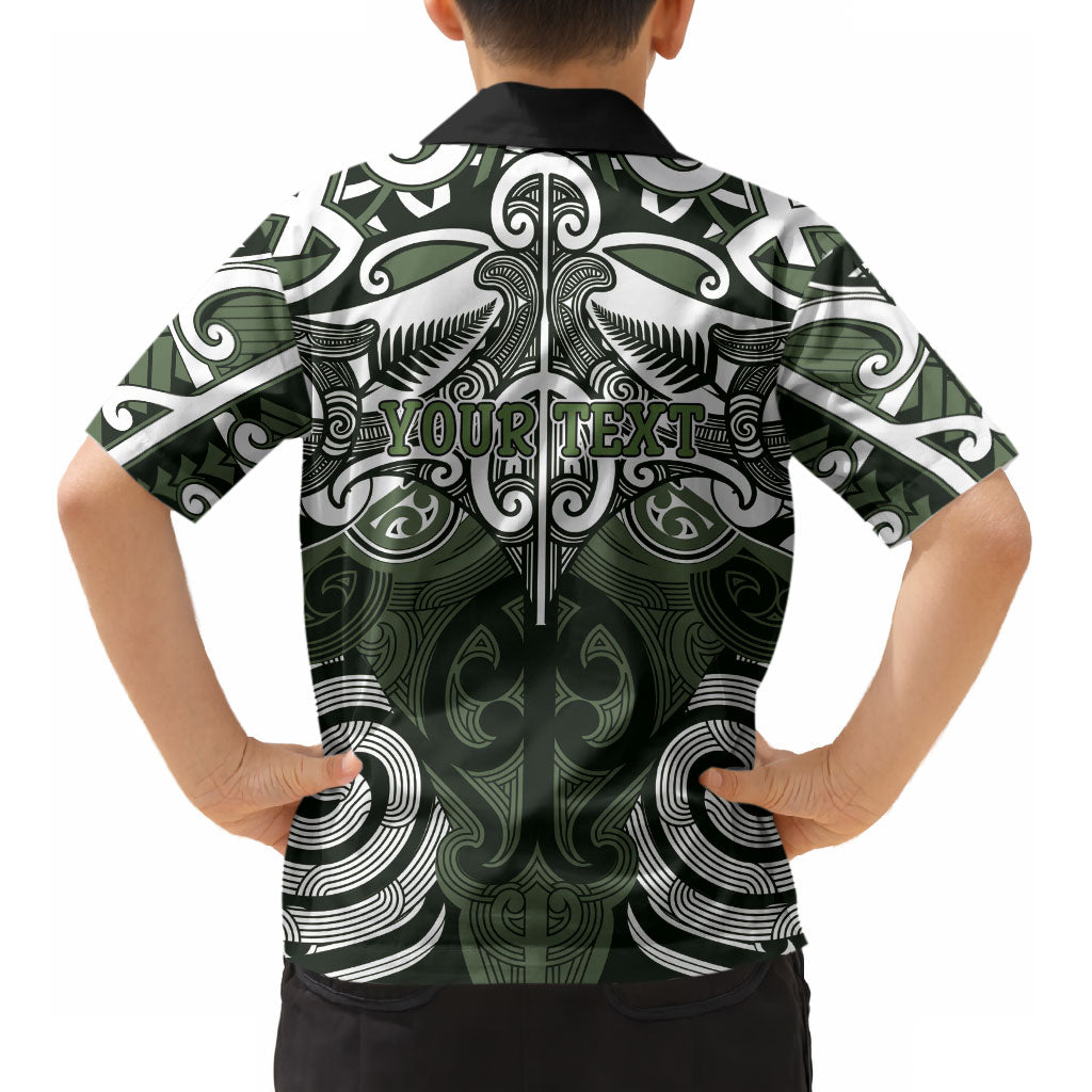 Personalised Maori Ngati Awa Kid Hawaiian Shirt Silver Fern Kowhaiwhai Art LT01 - Polynesian Pride