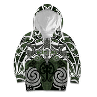 Personalised Maori Ngati Awa Kid Hoodie Silver Fern Kowhaiwhai Art LT01 Hoodie Green - Polynesian Pride
