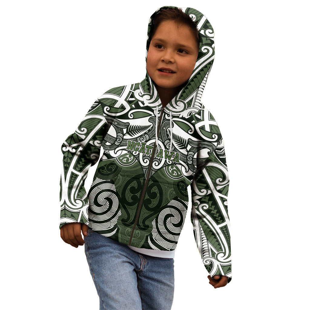 Personalised Maori Ngati Awa Kid Hoodie Silver Fern Kowhaiwhai Art LT01 - Polynesian Pride