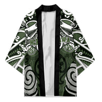 Personalised Maori Ngati Awa Kimono Silver Fern Kowhaiwhai Art LT01 Unisex Green - Polynesian Pride