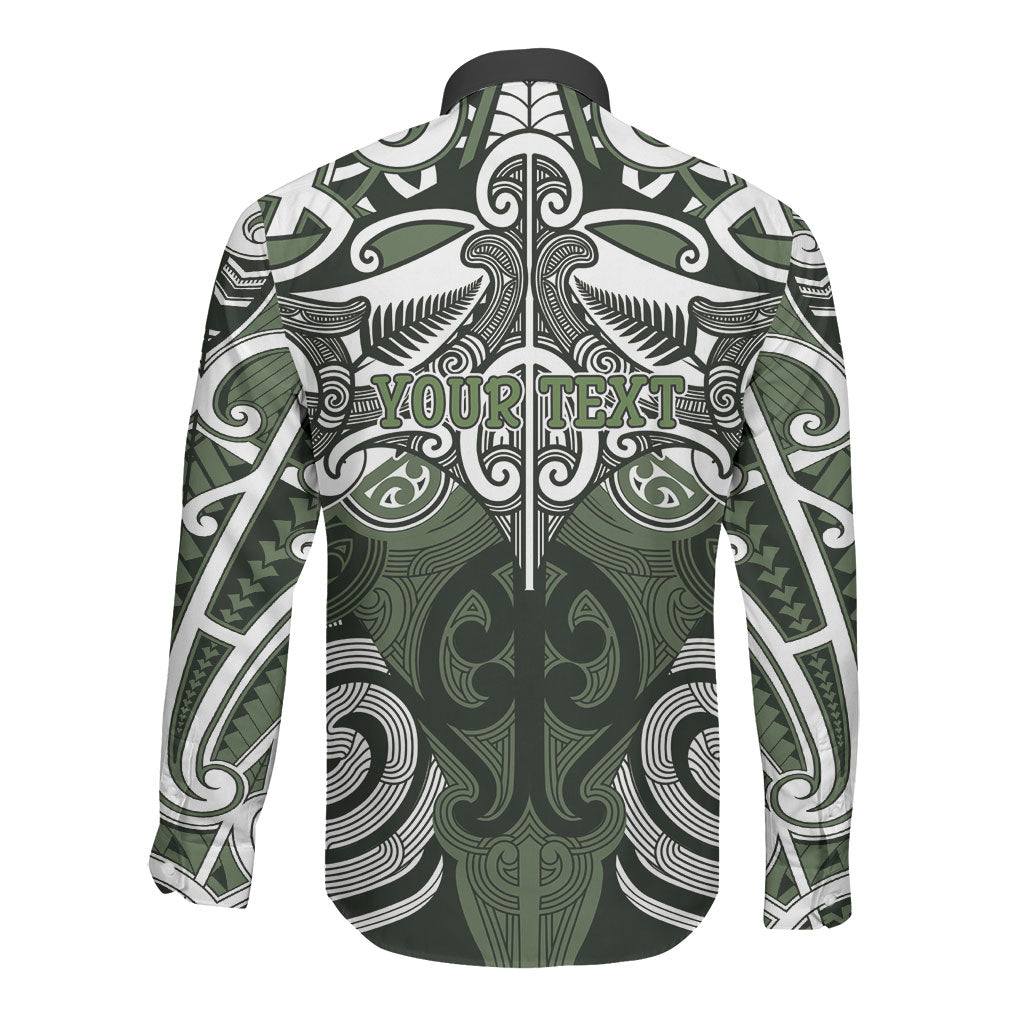 Personalised Maori Ngati Awa Long Sleeve Button Shirt Silver Fern Kowhaiwhai Art LT01 - Polynesian Pride