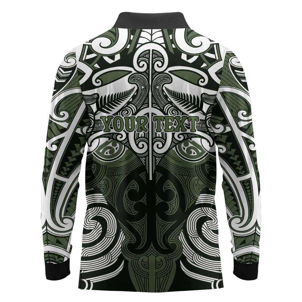 Personalised Maori Ngati Awa Long Sleeve Polo Shirt Silver Fern Kowhaiwhai Art LT01 - Polynesian Pride