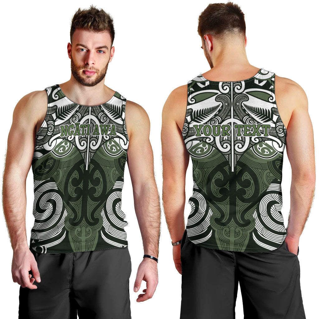 Personalised Maori Ngati Awa Men Tank Top Silver Fern Kowhaiwhai Art LT01 - Polynesian Pride