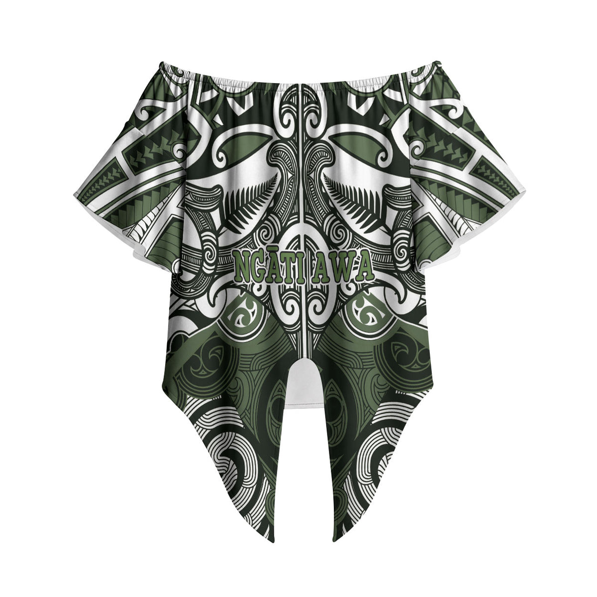 Personalised Maori Ngati Awa Off Shoulder Wrap Waist Top Silver Fern Kowhaiwhai Art LT01 - Polynesian Pride
