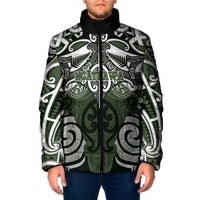 Personalised Maori Ngati Awa Padded Jacket Silver Fern Kowhaiwhai Art LT01 Men Green - Polynesian Pride
