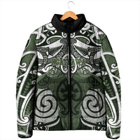 Personalised Maori Ngati Awa Padded Jacket Silver Fern Kowhaiwhai Art LT01 - Polynesian Pride