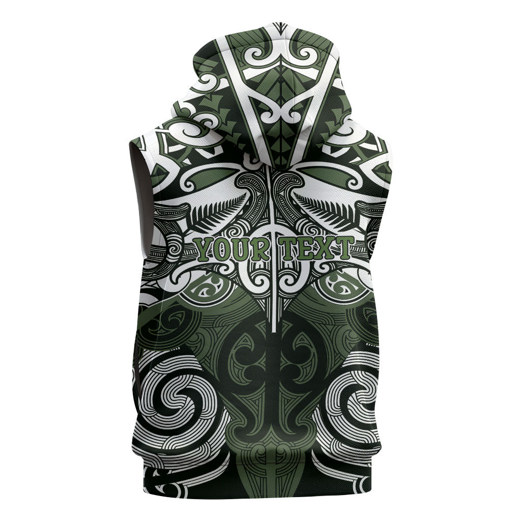 Personalised Maori Ngati Awa Sleeveless Zip Hoodie Silver Fern Kowhaiwhai Art LT01 - Polynesian Pride