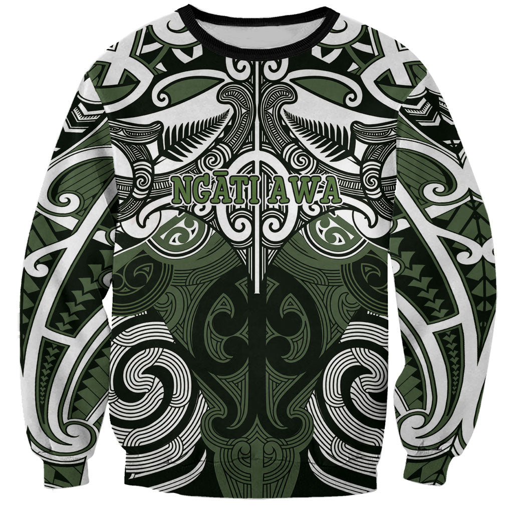 Personalised Maori Ngati Awa Sweatshirt Silver Fern Kowhaiwhai Art LT01 Unisex Green - Polynesian Pride