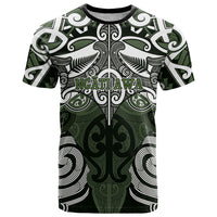 Personalised Maori Ngati Awa T Shirt Silver Fern Kowhaiwhai Art LT01 Green - Polynesian Pride