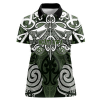 Personalised Maori Ngati Awa Women Polo Shirt Silver Fern Kowhaiwhai Art LT01 Female Green - Polynesian Pride