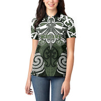Personalised Maori Ngati Awa Women Polo Shirt Silver Fern Kowhaiwhai Art LT01 - Polynesian Pride