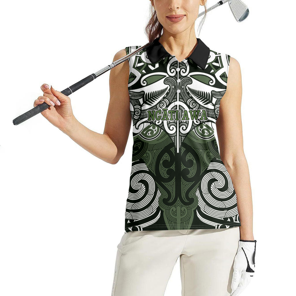 Personalised Maori Ngati Awa Women Sleeveless Polo Shirt Silver Fern Kowhaiwhai Art LT01 - Polynesian Pride