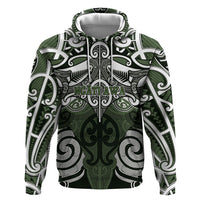 Personalised Maori Ngati Awa Zip Hoodie Silver Fern Kowhaiwhai Art LT01 Pullover Hoodie Green - Polynesian Pride