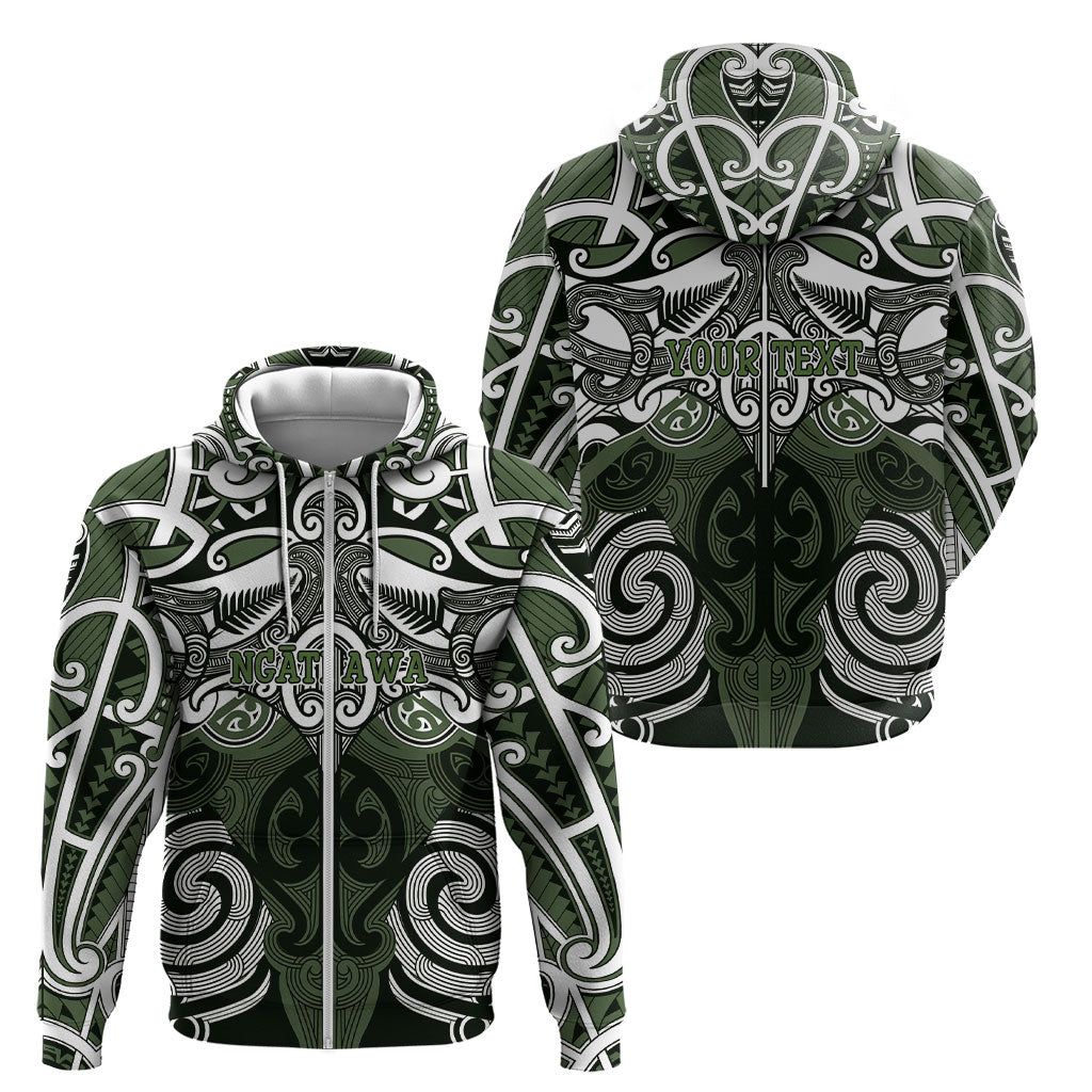 Personalised Maori Ngati Awa Zip Hoodie Silver Fern Kowhaiwhai Art LT01 - Polynesian Pride