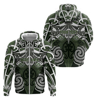 Personalised Maori Ngati Awa Zip Hoodie Silver Fern Kowhaiwhai Art LT01 - Polynesian Pride