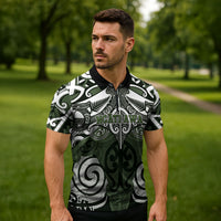 Personalised Maori Ngati Awa Zipper Polo Shirt Silver Fern Kowhaiwhai Art LT01 - Polynesian Pride