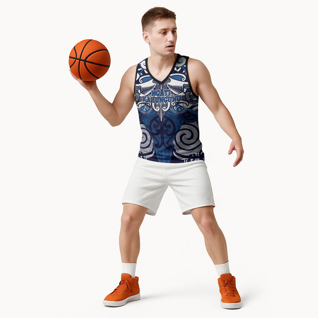 Personalised Maori Ngati Kahungunu Basketball Jersey Silver Fern Kowhaiwhai Art LT01 - Polynesian Pride