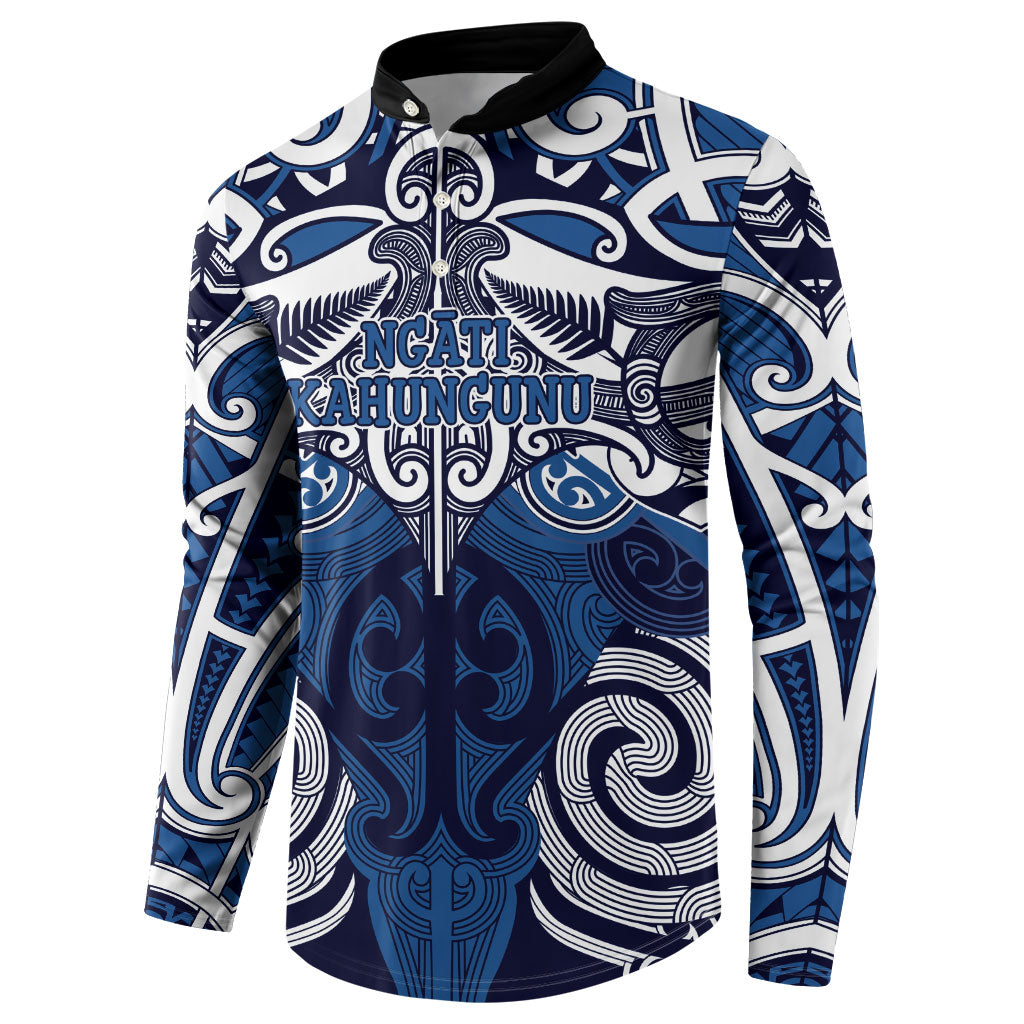 Personalised Maori Ngati Kahungunu Button Sweatshirt Silver Fern Kowhaiwhai Art LT01 - Polynesian Pride