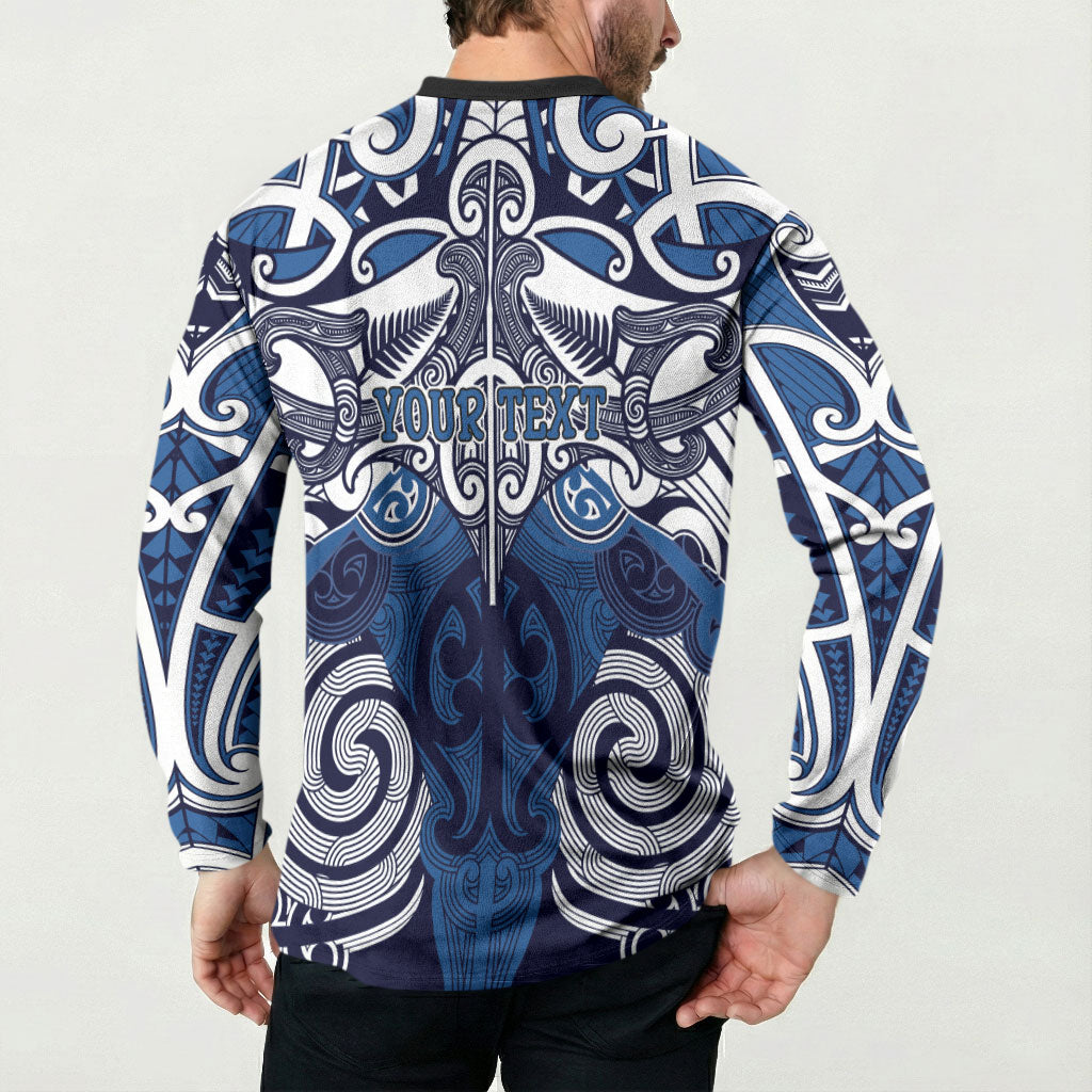 Personalised Maori Ngati Kahungunu Button Sweatshirt Silver Fern Kowhaiwhai Art LT01 - Polynesian Pride
