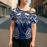 Personalised Maori Ngati Kahungunu Cross Shoulder Shirt Silver Fern Kowhaiwhai Art LT01 - Polynesian Pride