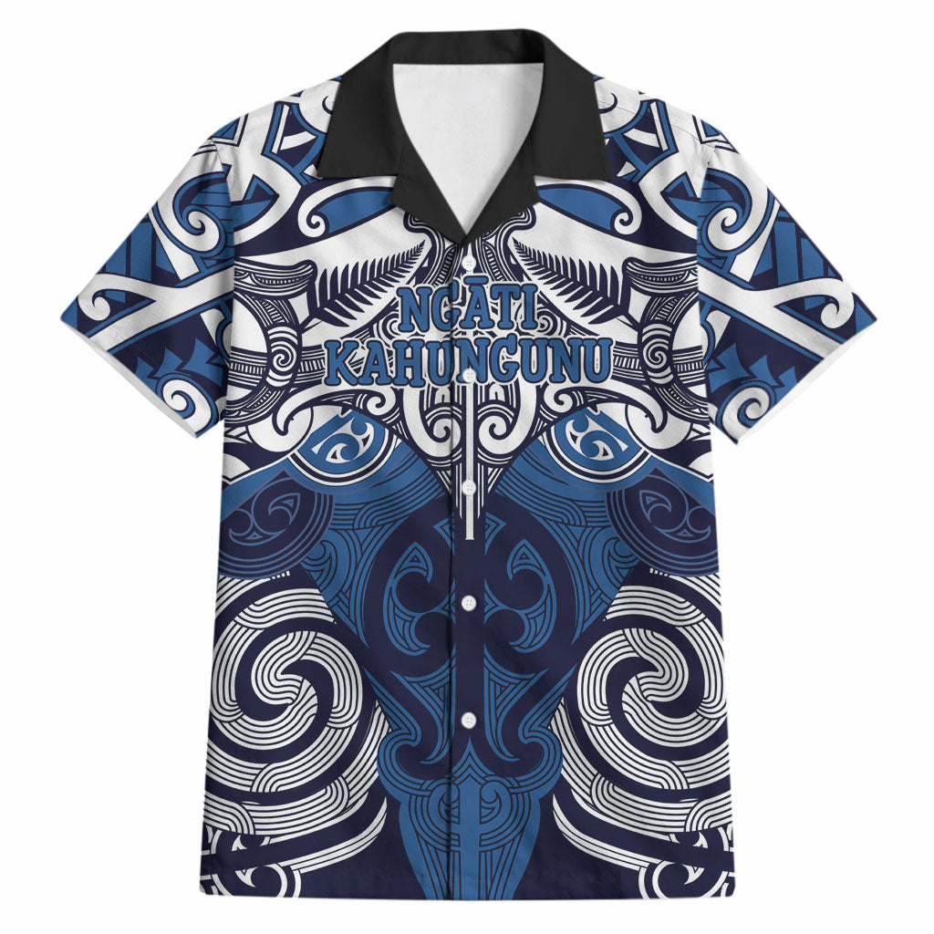 Personalised Maori Ngati Kahungunu Hawaiian Shirt Silver Fern Kowhaiwhai Art LT01 Blue - Polynesian Pride